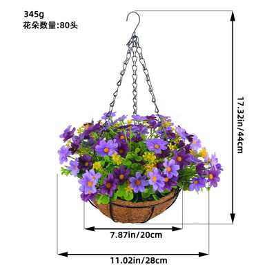 苍岩春季仿真花吊篮多款蝴蝶结挂篮花环家居花卉铁艺吊盆装饰