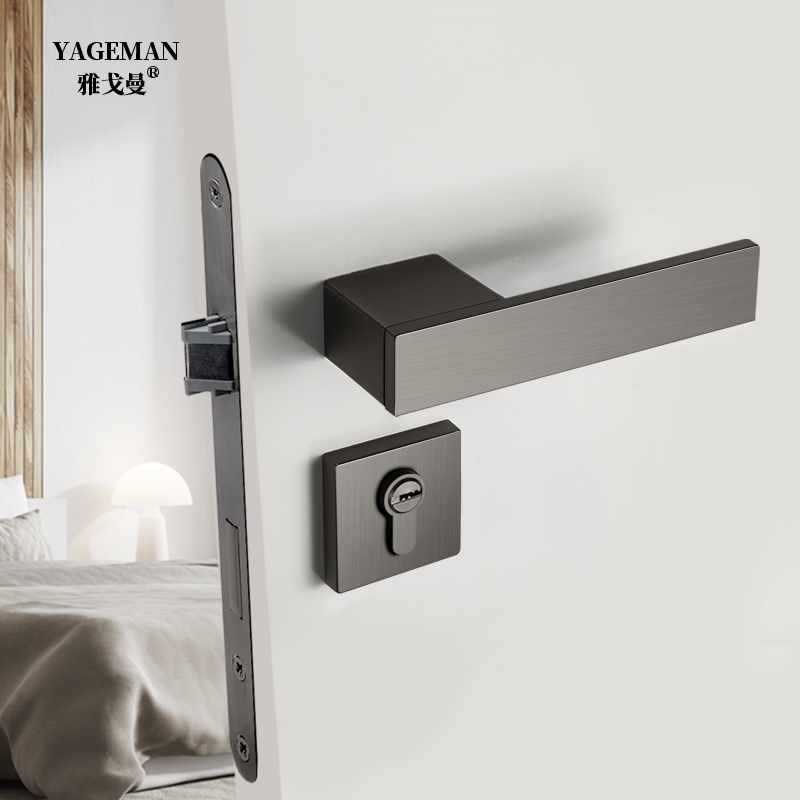 意式极简生态门锁室内现代木门锁具磁吸静音卧室房门锁简约门