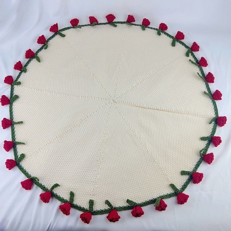 玫瑰花束毯子成品手工编织毛线毯团钩织花朵毛毯花勾针毯爱爱毯送