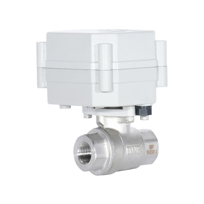 1/4微型电动阀TONHE不锈钢防阻能力强全通径 两通智能球阀 DN8