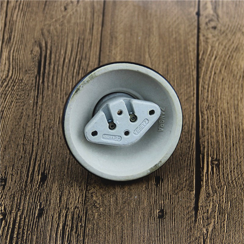 出口欧洲CE灯座陶瓷E27螺口黑白色分体耐高温高亮彩色灯头灯座