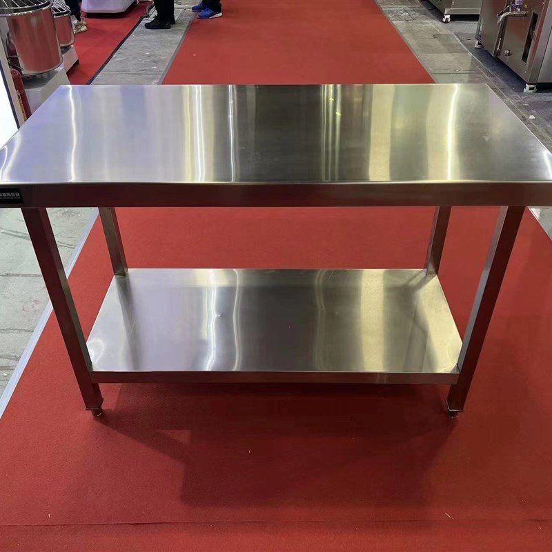 304不锈钢置物架方管厨房工作台操作台切菜桌烘焙打包揉面打荷台