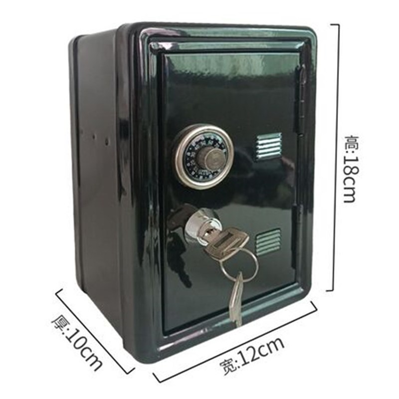 18全钢儿童储蓄罐投币保险箱微小型机械钥匙锁家用收银盒子保管箱