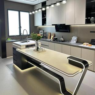 新款岩板岛台餐桌一体餐厅厨房中导台法式轻奢家用单独中倒台