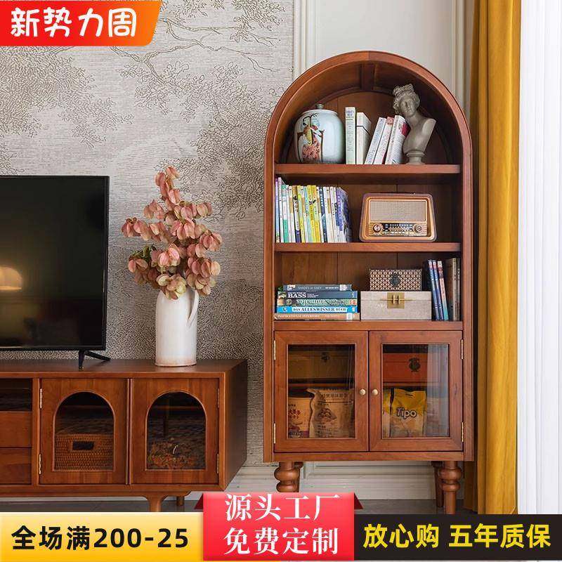 美式轻奢风实木书柜小户型客厅储物酒柜展示柜法式复古拱形餐边柜,纺织面料/辅料/配套,纺织机械配件,淘宝优惠券,粉丝福利购,淘宝优惠卷