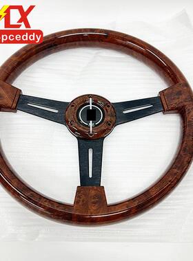 汽车改装无限仿桃木方向盘14寸350mm通用赛车竞技复古游戏方向盘