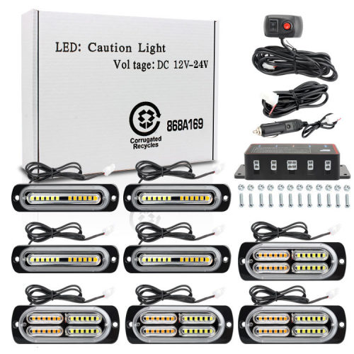 一拖八汽车中网爆闪警示灯频闪侧边灯144led高亮格栅灯12-24v