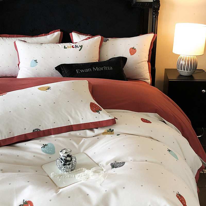 纯棉磨毛印花四件套秋冬全棉诧寂风亲肤软绵床单被套床品工厂