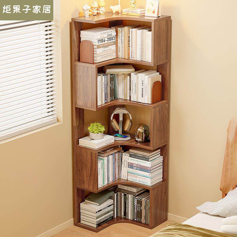 书架落地置物架一体靠墙转角柜墙角书柜客厅卧室收纳架书房储物架