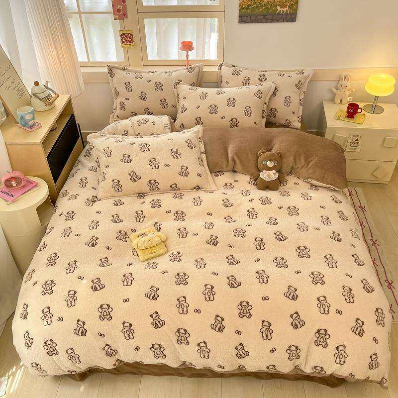 #新款冬季加厚保暖家用雪花绒印花1.5m1.8m床用四件套三件套