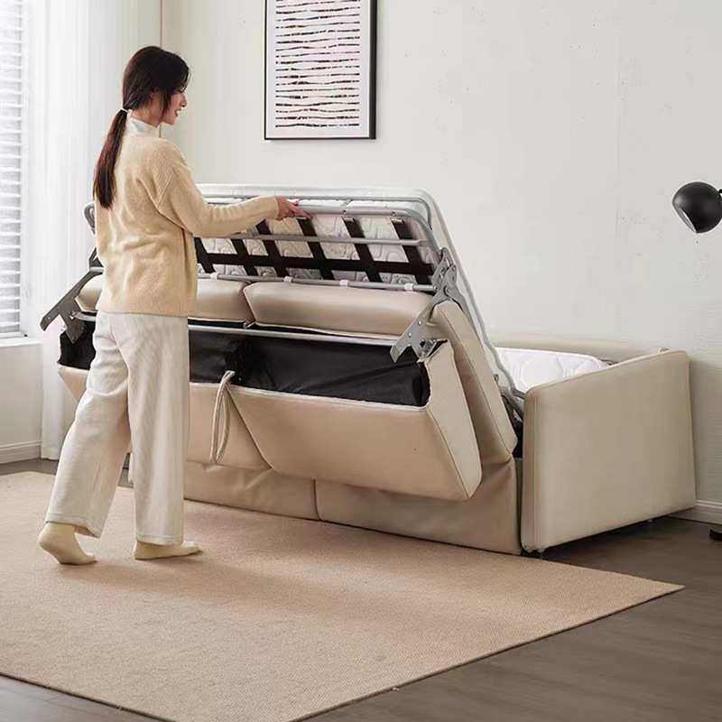 北欧高端沙发床家用客厅可折叠多功能小户型轻奢科技布两用含床垫