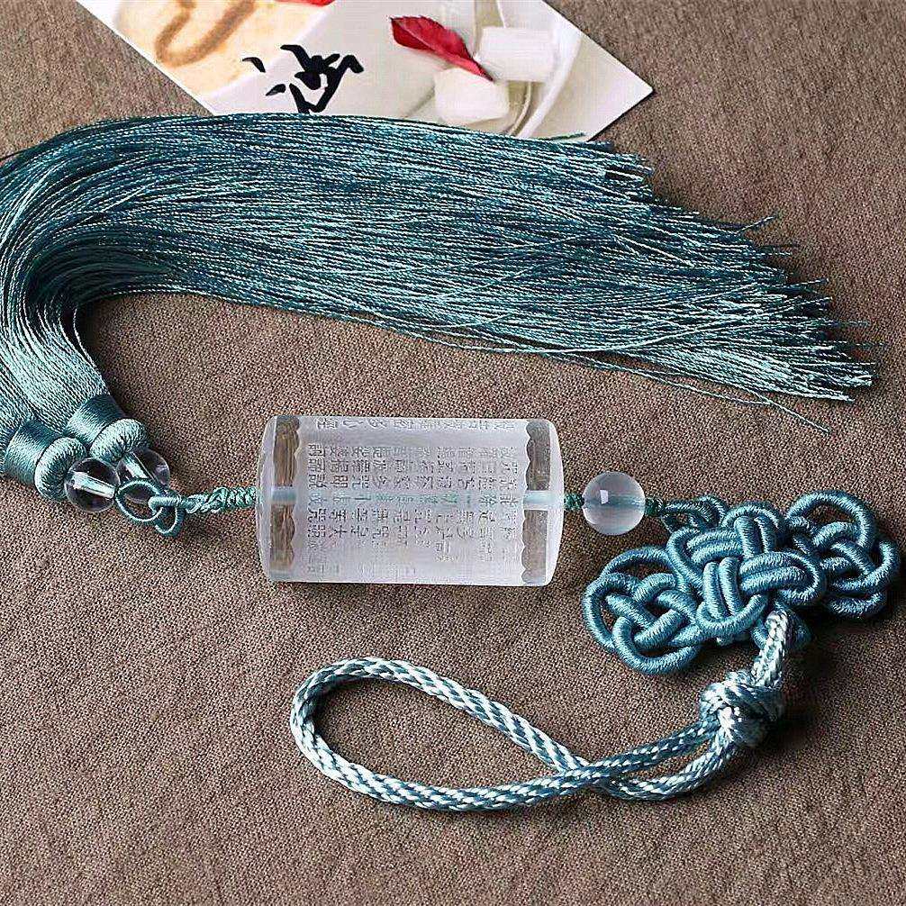 白水晶般若波罗蜜多心经桶珠车挂搭配手工流苏车挂