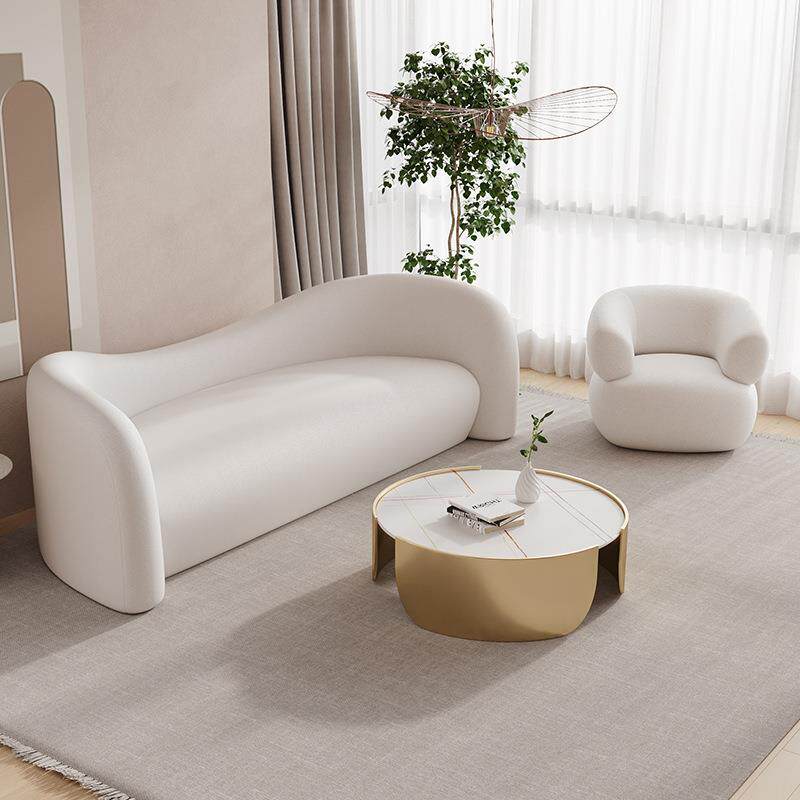 轻奢弧形异形双人沙发服装店布艺沙发小户型客厅大厅沙发茶几组合