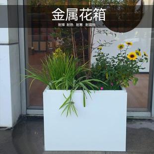 商业外摆隔断花槽长方形组合种植花架户外铁艺花箱餐厅围栏印logo