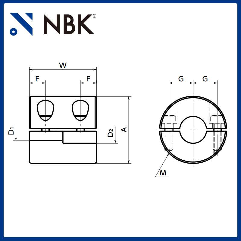 NBK MRG-W 分离型刚性联轴器高扭转刚性易拆装零背隙大扭矩连轴器