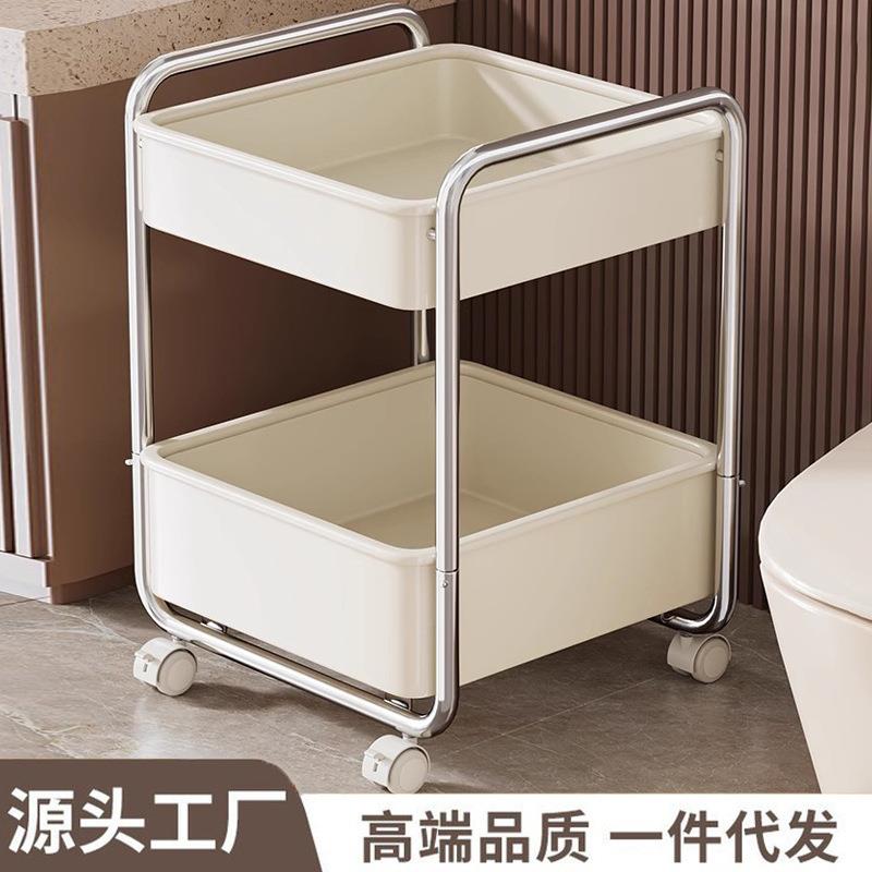 浴室卫生间置物架双层移动收纳架厕所洗手间小推车架子落地储物架