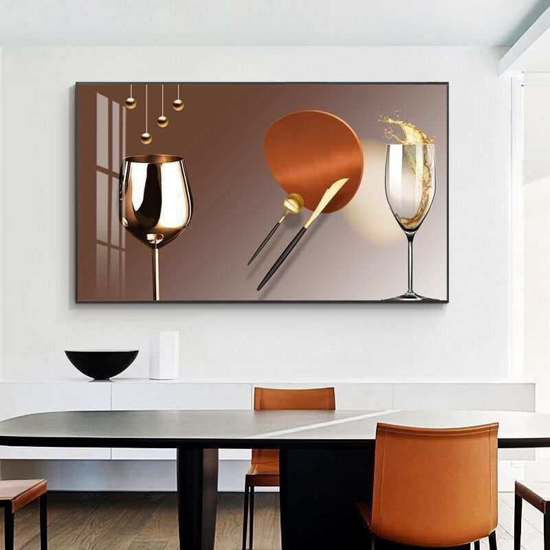 餐厅装饰画现代简约轻奢饭厅饭店挂画抽象客横款大气餐桌墙上壁画