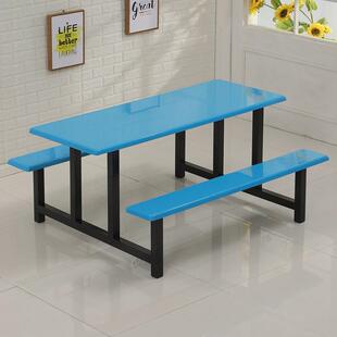 不锈钢食堂餐桌椅一体式学校员工地饭堂468小吃连体快餐桌椅组合