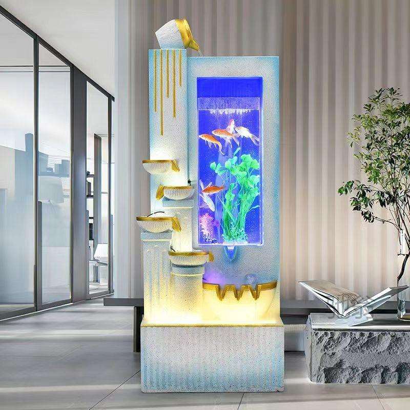 麓f网红家用流水喷泉客厅鱼缸造景欧式摆件水循环招财卧室加湿装