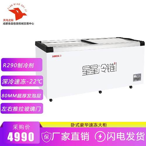 豪华速冻柜卧式展示柜平玻柜玻璃推拉门单温冷藏冷冻