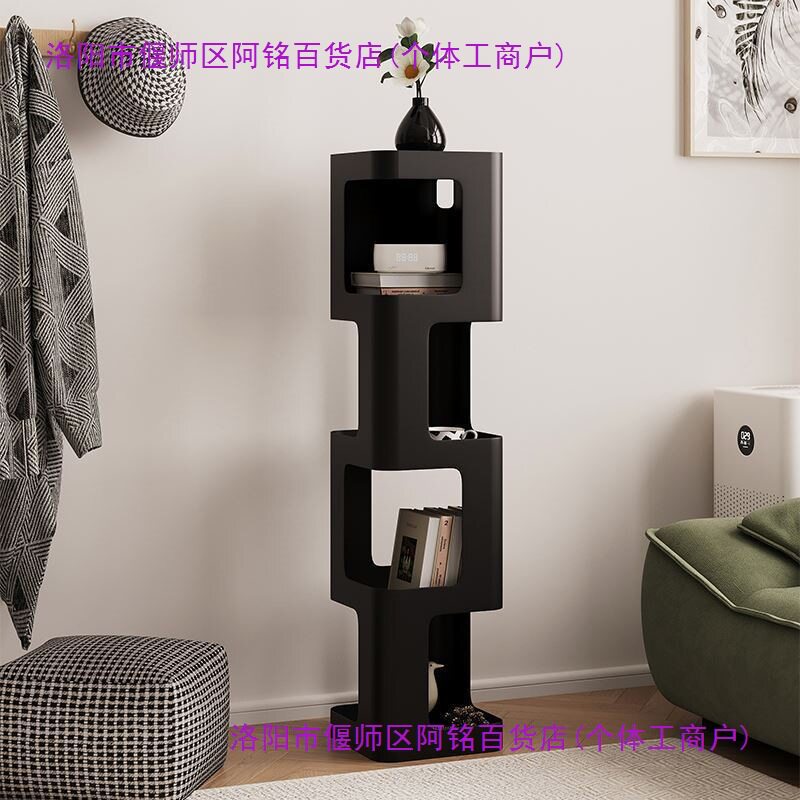 奶油风书架落地置物架客厅创意铁艺小柜子儿童书本收纳架卧室窄柜