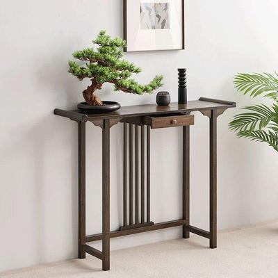 新中式楠竹玄关柜现代简约门厅柜架一体长条案台实木供桌家用立柜