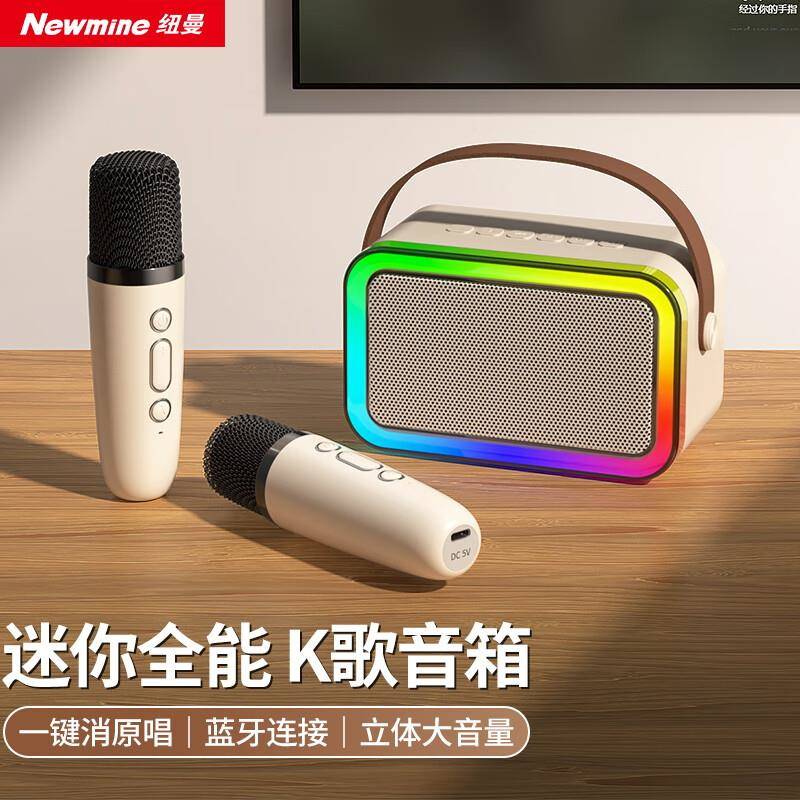 纽曼DP07话筒音箱家庭ktv音响套装家用迷你K歌麦克风一体机双麦