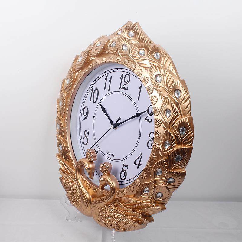 欧式客厅挂钟热卖创意钟孔雀创意钟表家用装饰静音壁钟