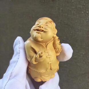 小叶黄杨木雕手把件人物地主装饰摆件实木把玩雕刻工艺品小财主