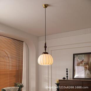 法式复古中古床头吊灯木艺南瓜造型设计师民宿餐厅吧台装饰灯具