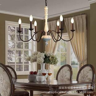 创意美式乡村简约北欧木艺吊灯客厅餐厅卧室衣帽间服装店个性灯具