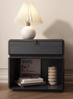 SRKYQ-M665轻奢旋转床头柜高端卧室家用高级感胡桃实木设计师款收