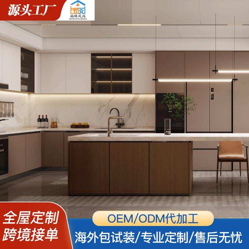佛山市厂家直销美式橱柜欧洲出口简约家用商用实木石英石台面岛台
