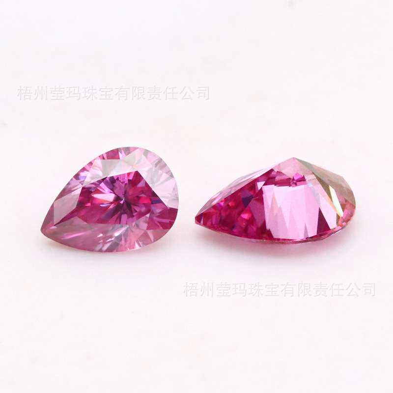梧州宝石梨形粉色莫桑石0.5*3克拉 水滴戒面莫桑钻镶嵌饰品裸石