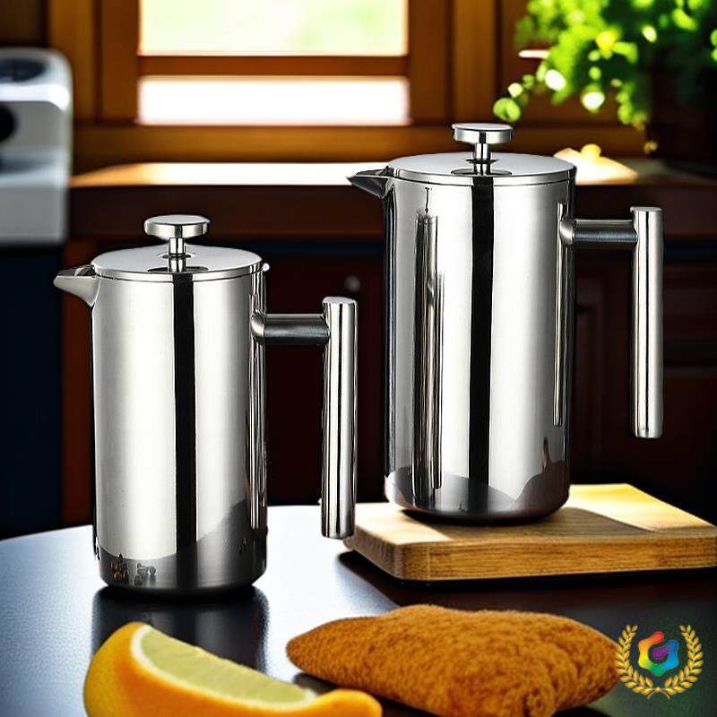 ⇗304不锈钢法压壶家用1L手冲咖啡过滤器牛奶奶泡器法式泡茶壶800