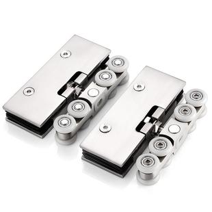 无框钢化玻璃推拉门吊轮移门吊门滑轮吊轨轮承重180KG轨道门配件