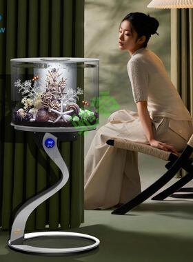 yut新款一体鱼缸生态落地客厅办公室小型金鱼缸创意懒人造景全套