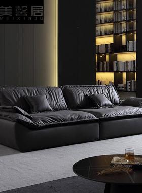 美馨居意式极简玛莎凯撒磨砂布设计师客厅直排羽绒磨砂布布艺沙