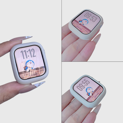 适用苹果手表保护壳S10苹果S11手表watch11表壳保护壳软硅胶S9表壳s7代表带se3底壳iSeries女软壳s8智能8边框