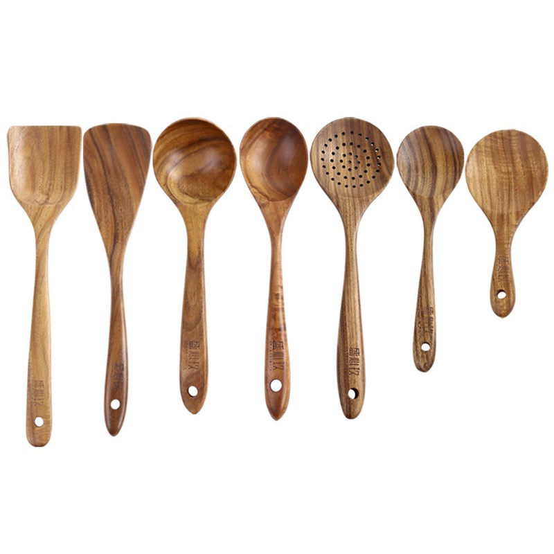 S锅铲小木质汤勺木制漏勺厨房炒菜木铲木头勺子不粘锅柚木炒R