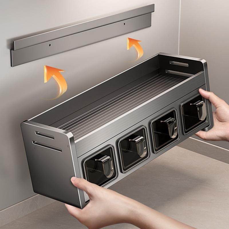 厨房置物架家用免打孔墙挂式调料盒油盐酱醋收纳架调味罐架子,收纳整理,烫衣板及配件,淘宝优惠券,粉丝福利购,淘宝优惠卷