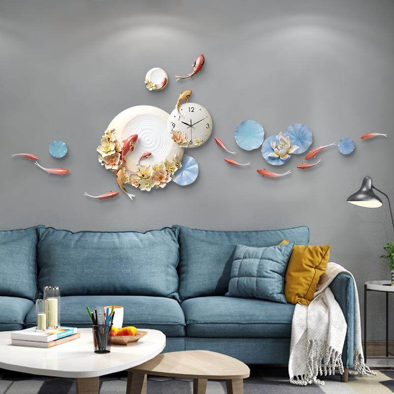 现代简约创意壁饰墙饰客厅墙面立体中式挂件墙上背景艺术钟表挂画