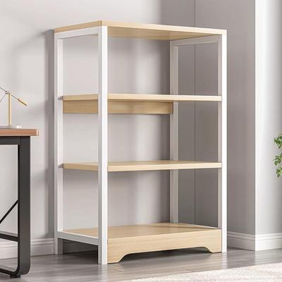 书架置物架落地多层收纳架实木色办公室储物矮架子客厅柜子分层架