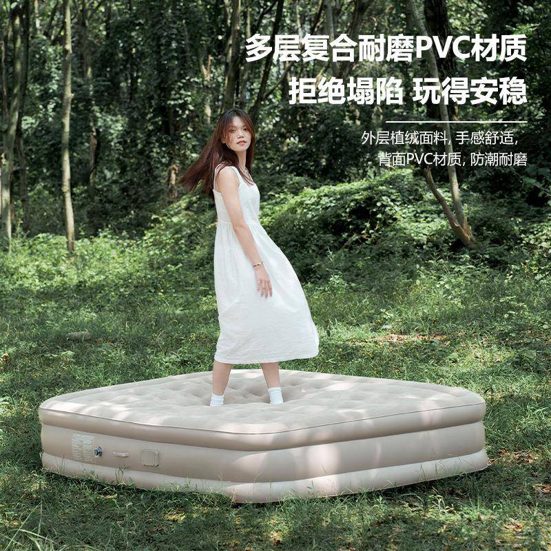 户外露营便携充气床垫睡垫植绒床内置自动充气泵充气床家用气床垫