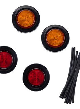 外贸LED圆边灯黄色红色橡胶圈圆灯适用重卡拖车货车挂车