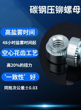 出口品质压铆螺母压板镀锌卯花齿铆钉钣金螺丝SS-M3/M4/M5/M6~M12