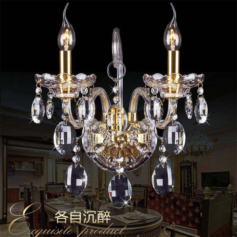 欧式卧室蜡烛壁灯床头双三头壁灯简约客厅水晶过道墙led