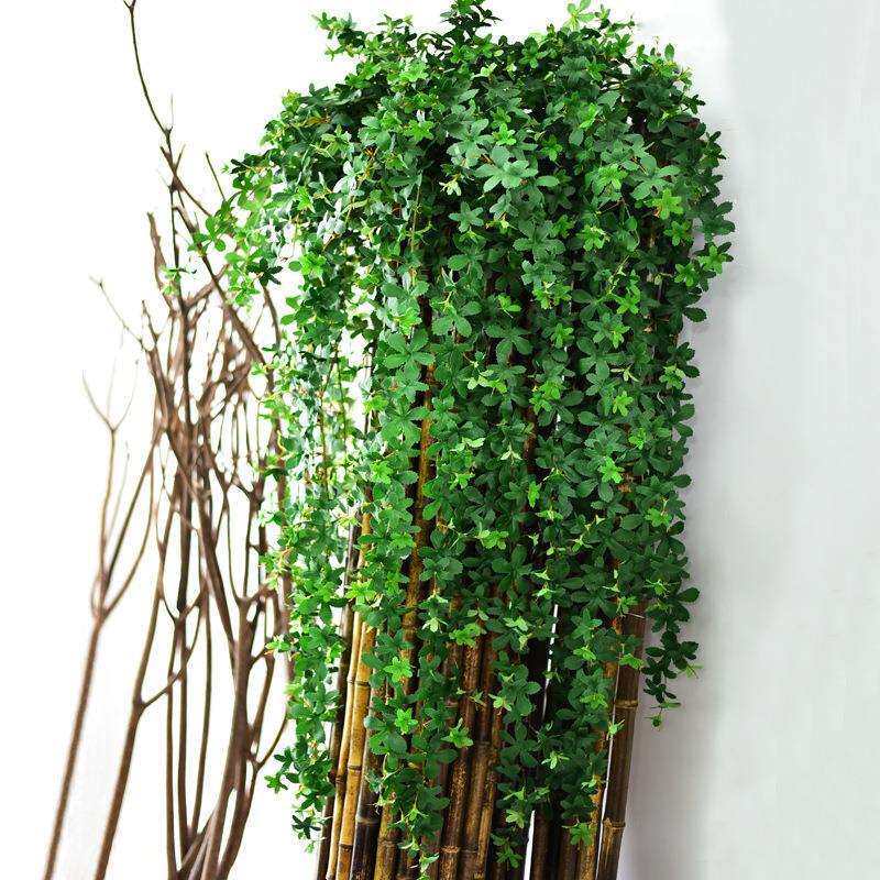 树叶子墙壁挂吊篮塑料假花藤条装饰绿植藤蔓摆设植物吊兰直销