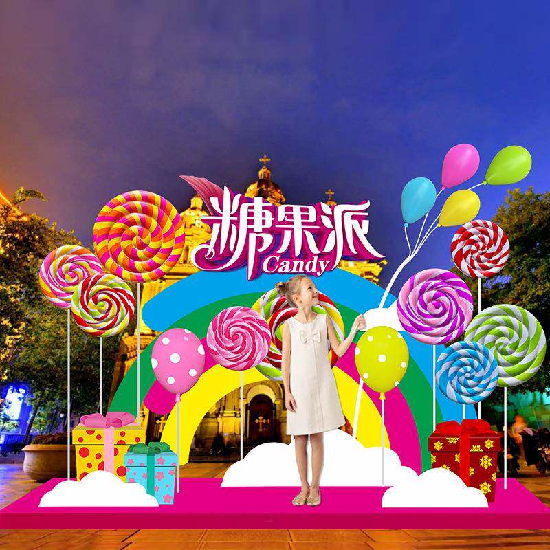 圣诞节装饰仿真波板棒糖棒SMW景糖道具果树糖摆件吊饰商场橱窗场