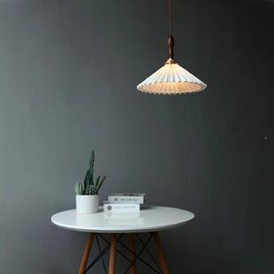 52复欧古北百褶灯小吊灯胡桃木日式吧台罩餐厅民宿单室头卧床头灯